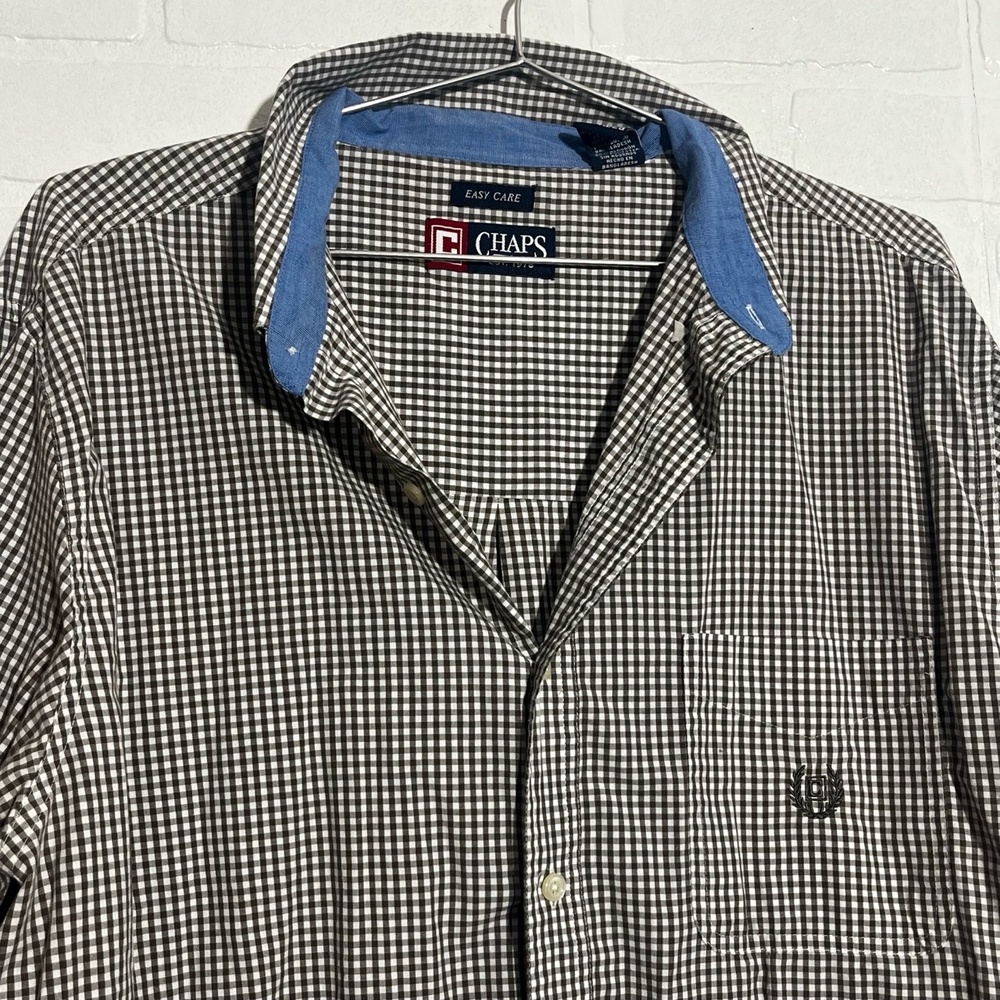 CHAPS Mens Shirt XL Cotton Blend Easy Care Button Down Casual Long Sleeve - Picture 2 of 6